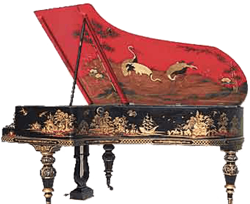 Ornate Red Grand Piano PNG image