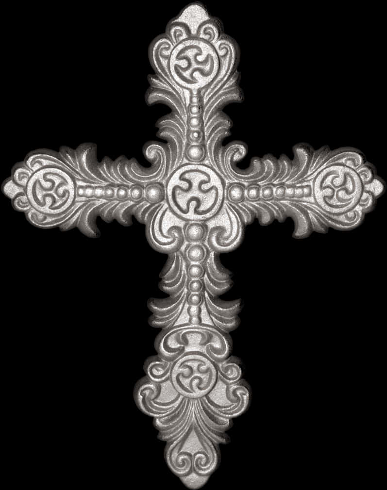 Ornate Silver Cross Design PNG image