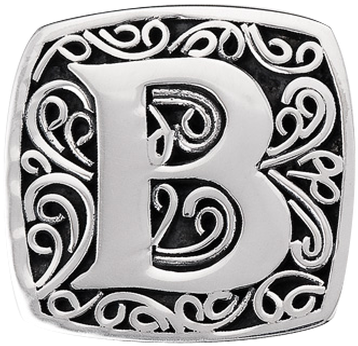 Ornate Silver Letter B Charm PNG image