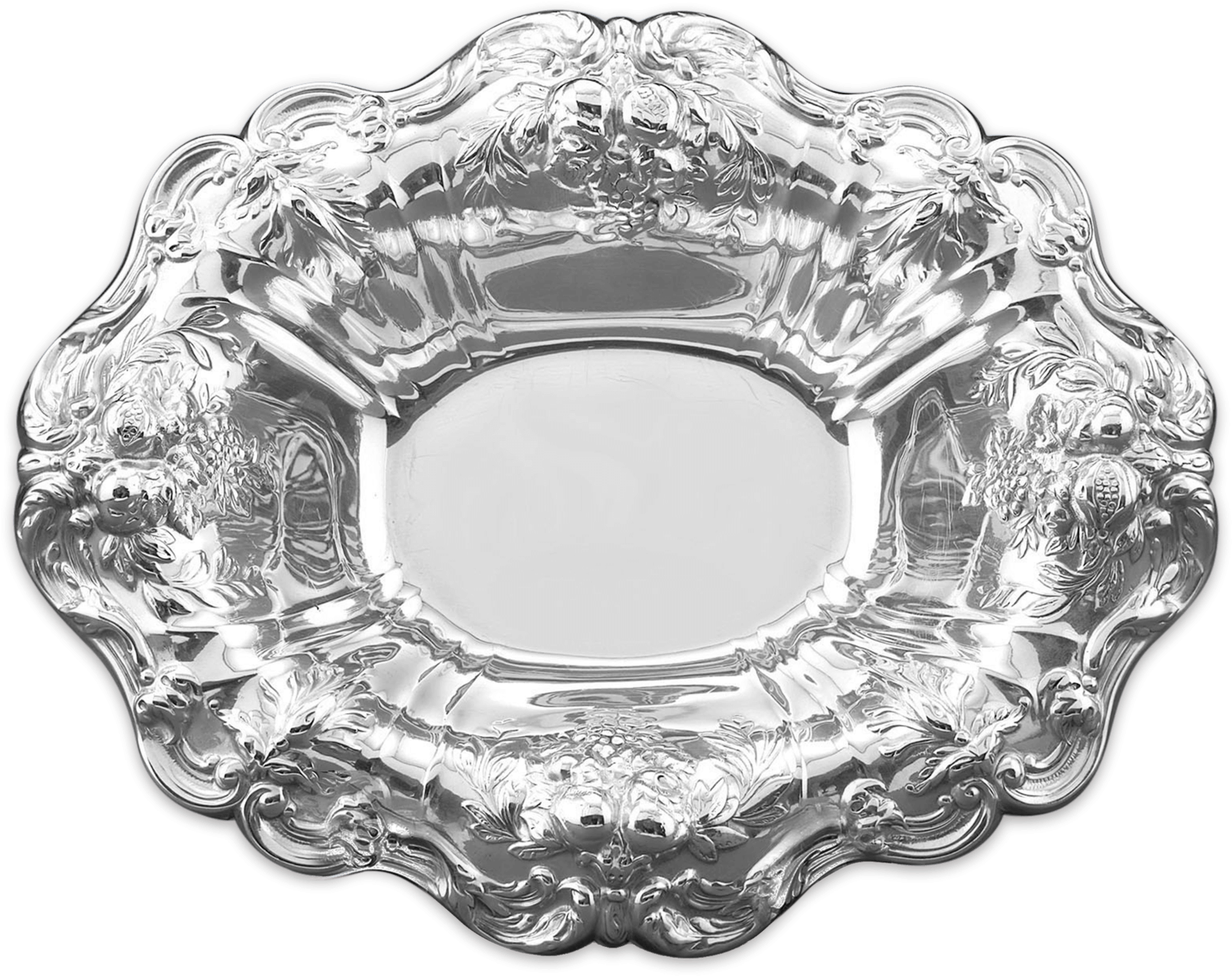 Ornate Silver Platter Design PNG image