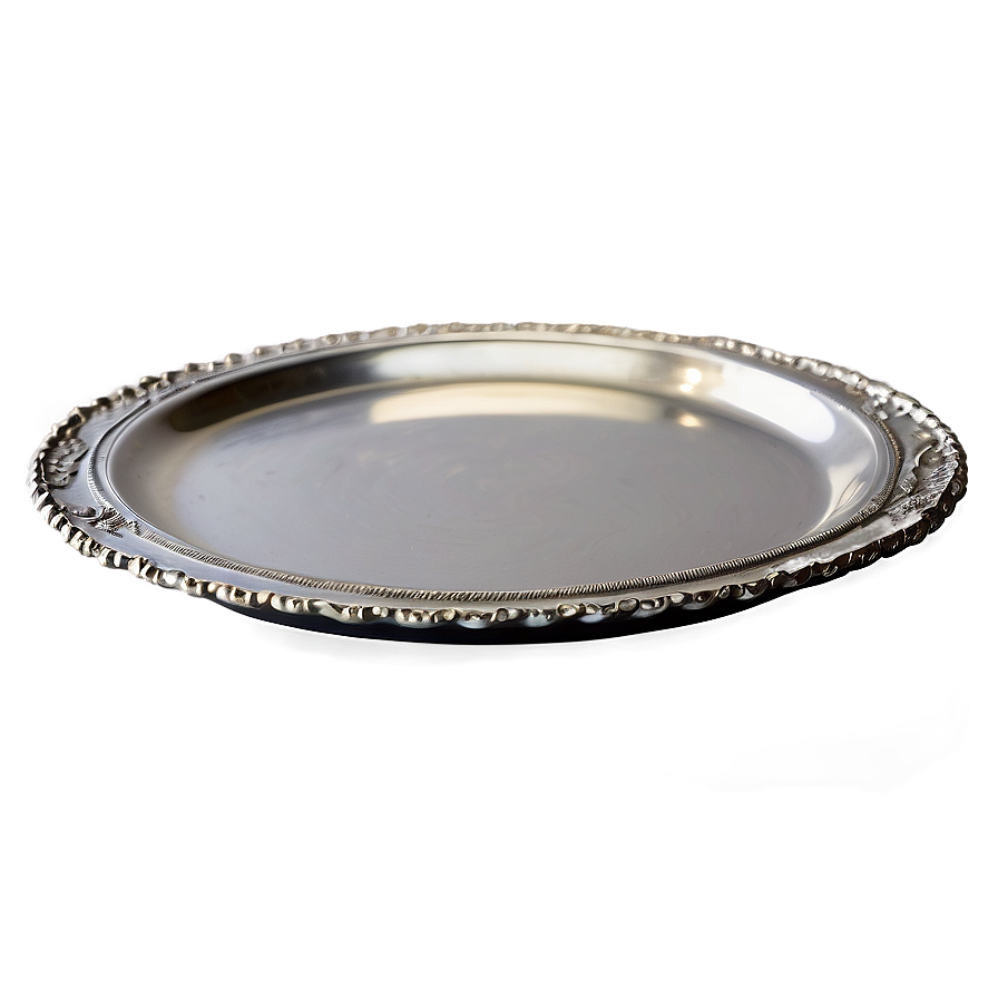 Ornate Silver Platter Tray Png 83 PNG image