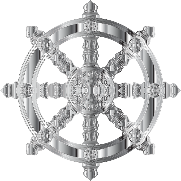 Ornate Silver Ship Wheel PNG image