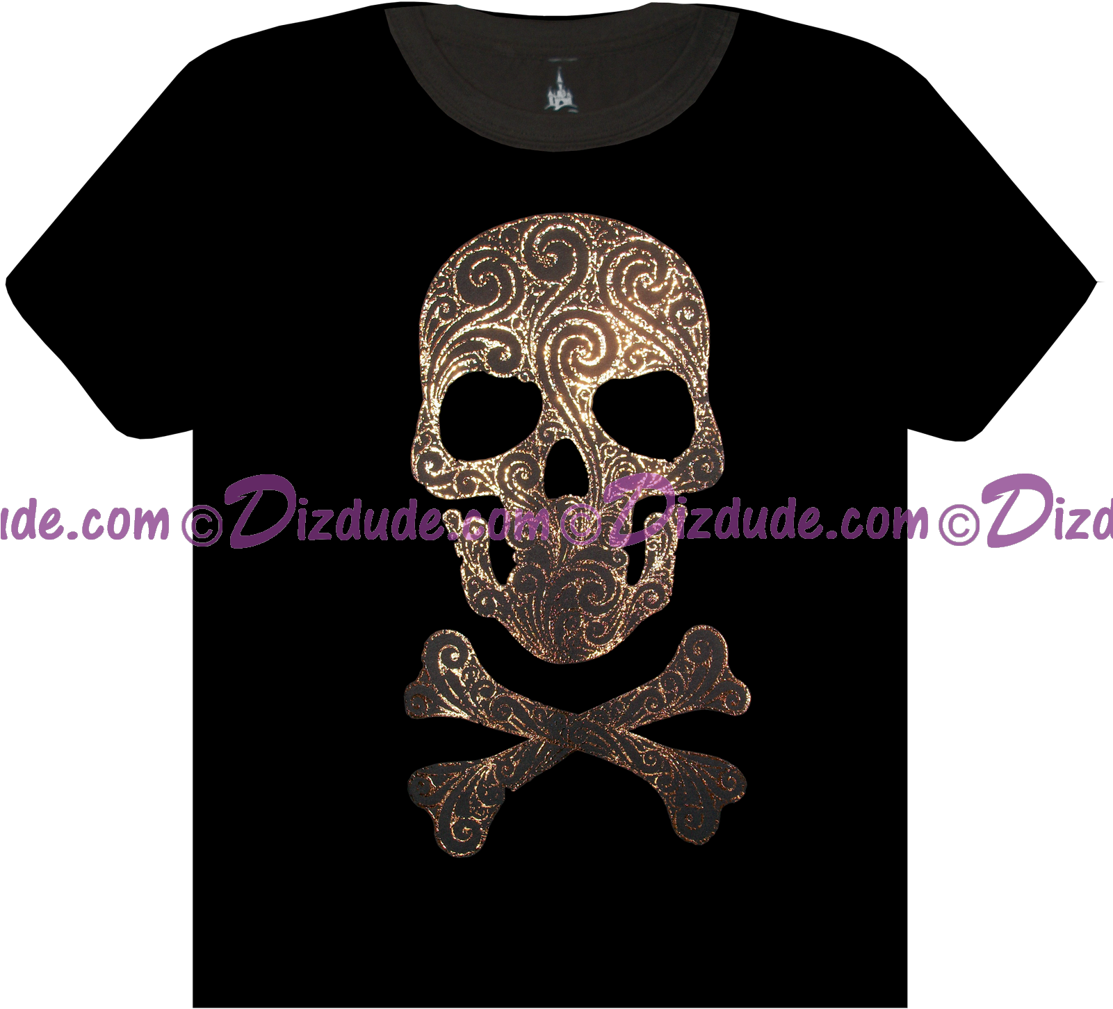 Ornate Skull Crossbones Tshirt Design PNG image