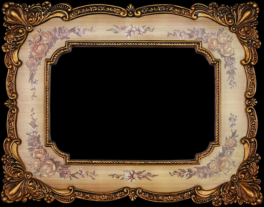 Ornate Vintage Floral Frame PNG image