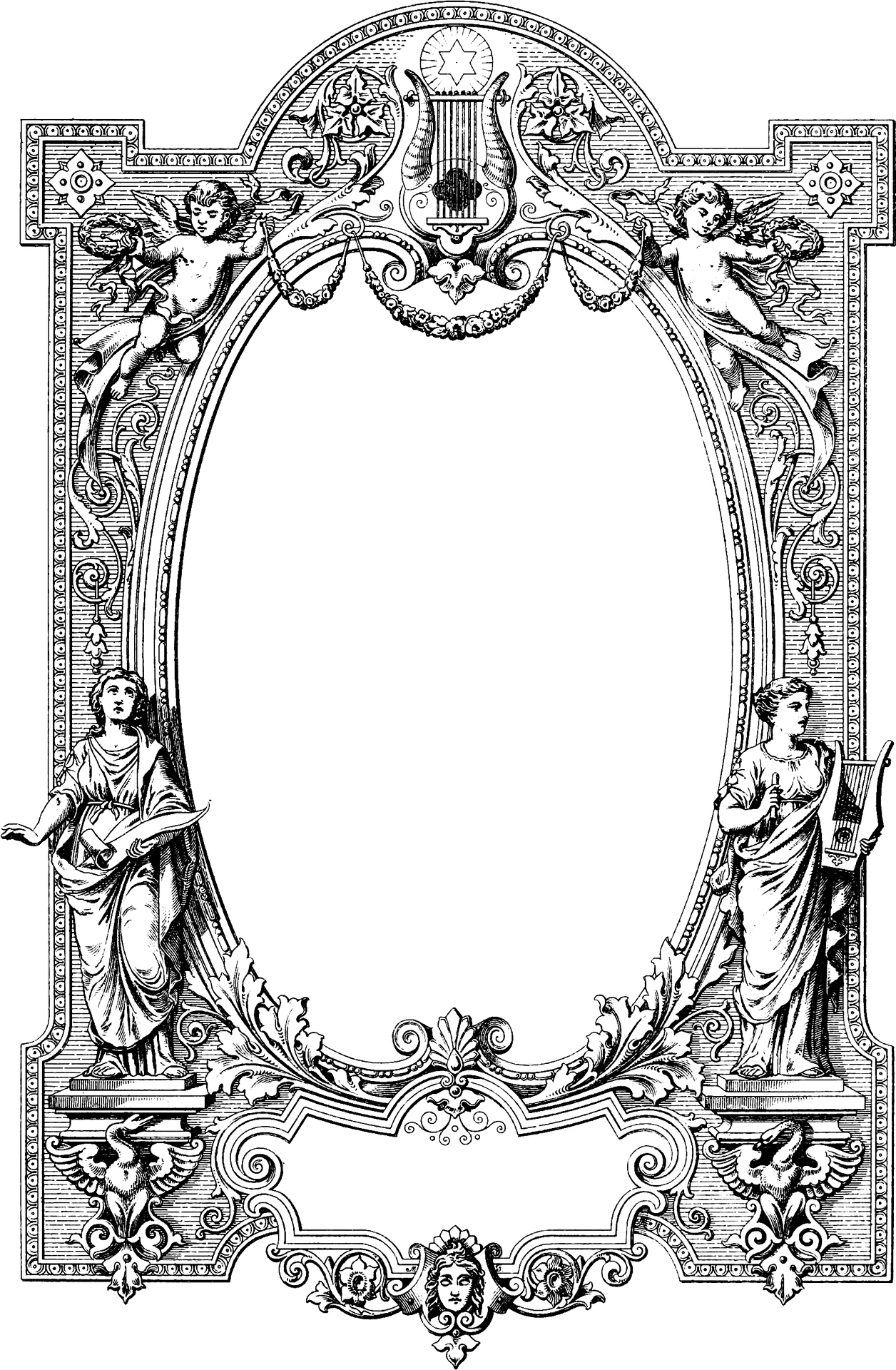 Ornate Vintage Frame Vector PNG image