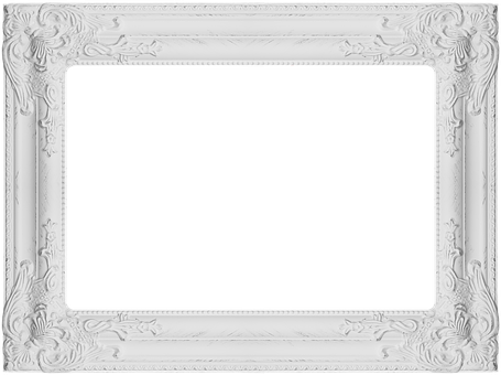 Ornate White Frame Black Background PNG image