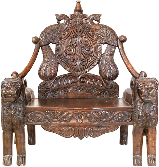 Ornate Wooden King Chair PNG image