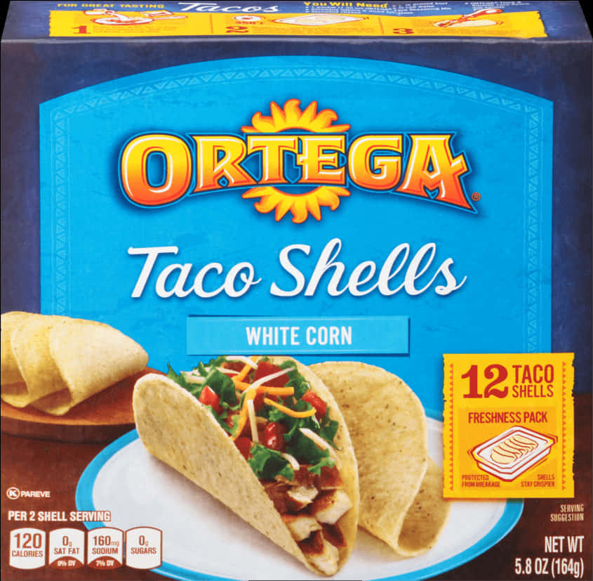 Ortega White Corn Taco Shells Packaging PNG image