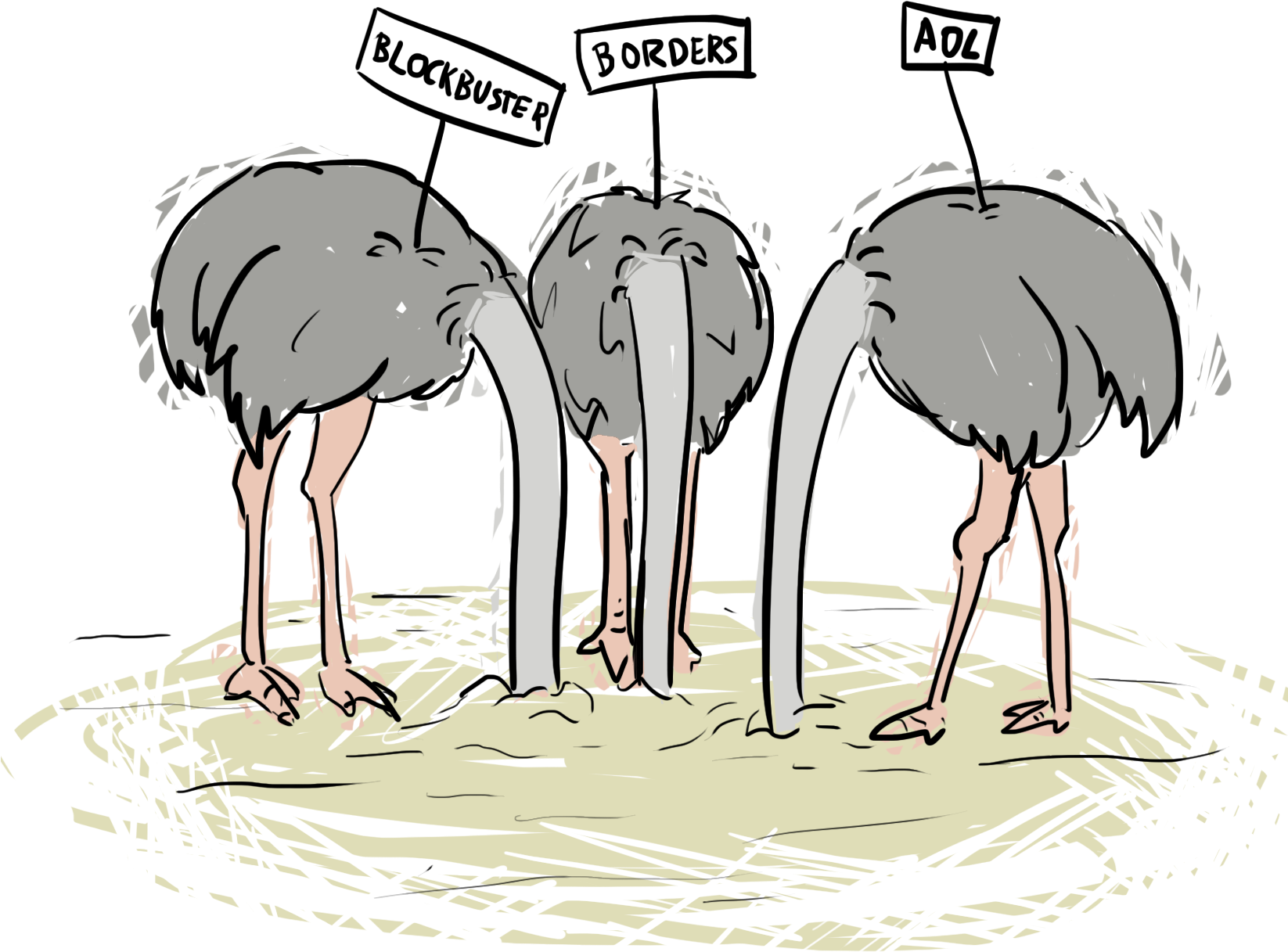 Ostriches Headsin Sand Business Metaphor PNG image