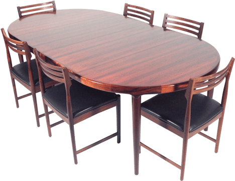 Oval Wooden Dining Table Set PNG image