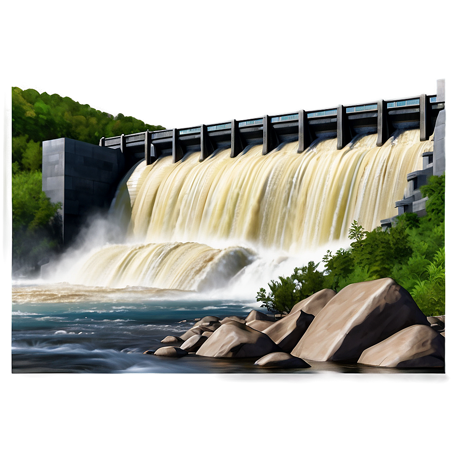 Overflowing River Dam Scenery Png 40 PNG image