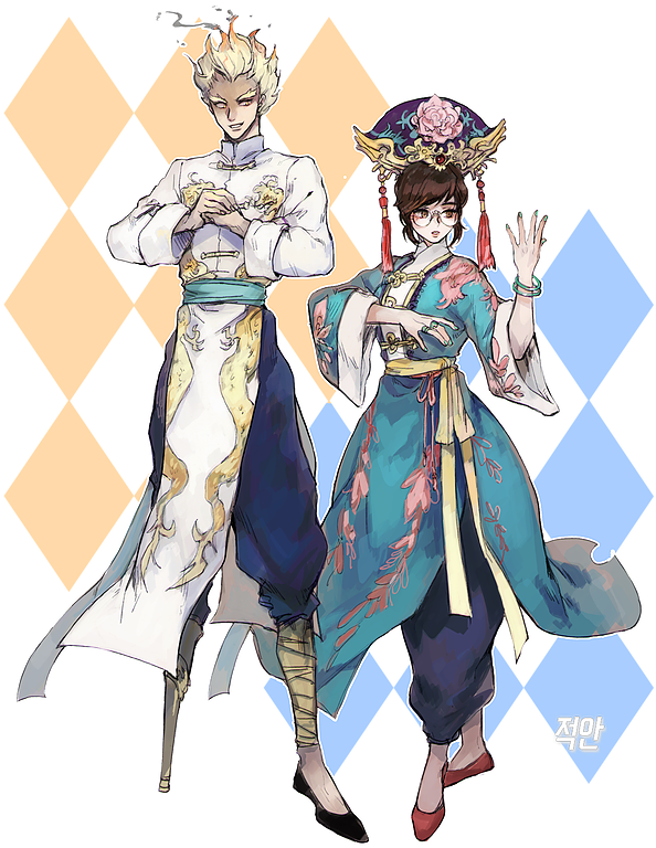 Overwatch Charactersin Traditional Attire PNG image