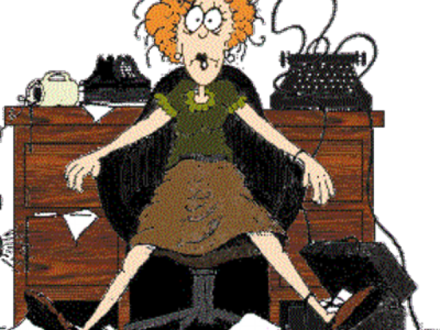 Overwhelmed Secretary Cartoon PNG image