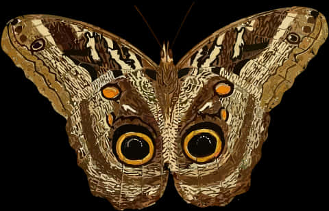 Owl Eyed Butterfly Illustration PNG image