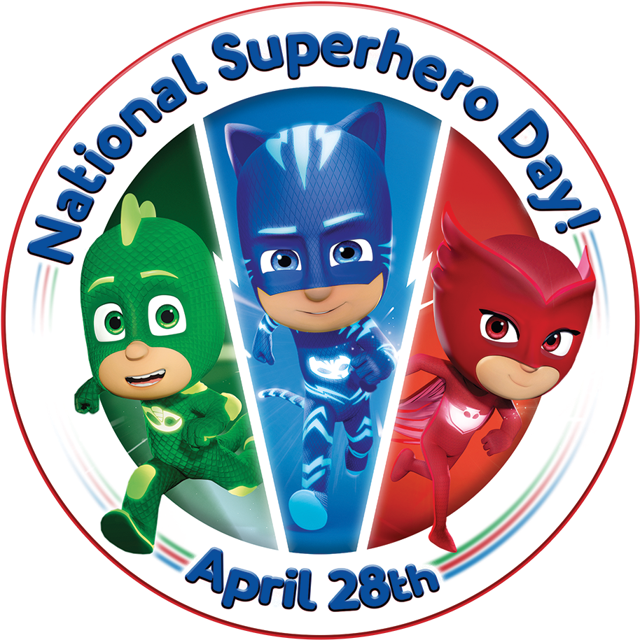 P J Masks National Superhero Day Celebration PNG image