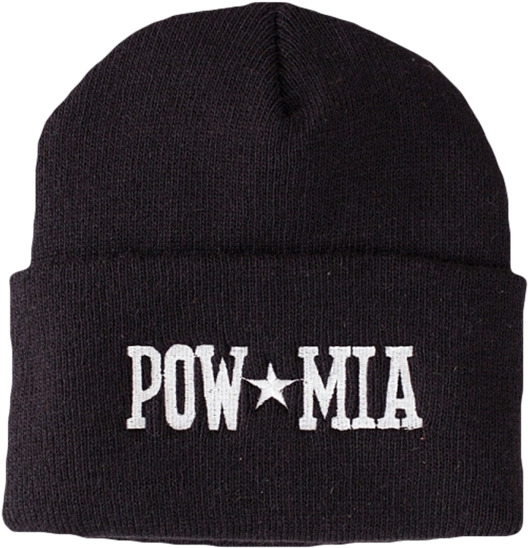 P O W M I A Black Beanie PNG image