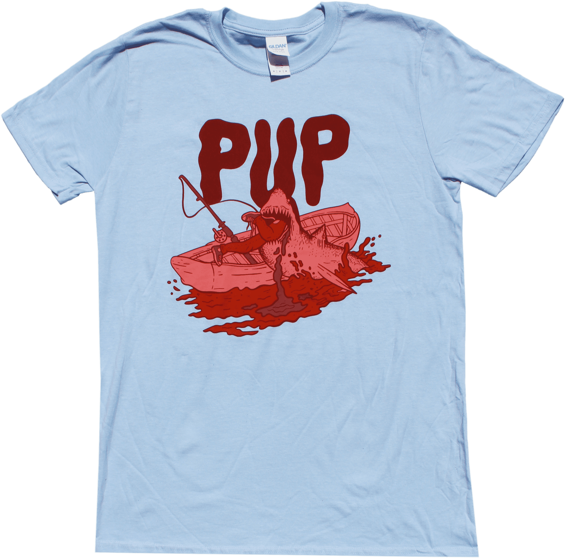 P U P Band Shark Boat Tshirt Design PNG image