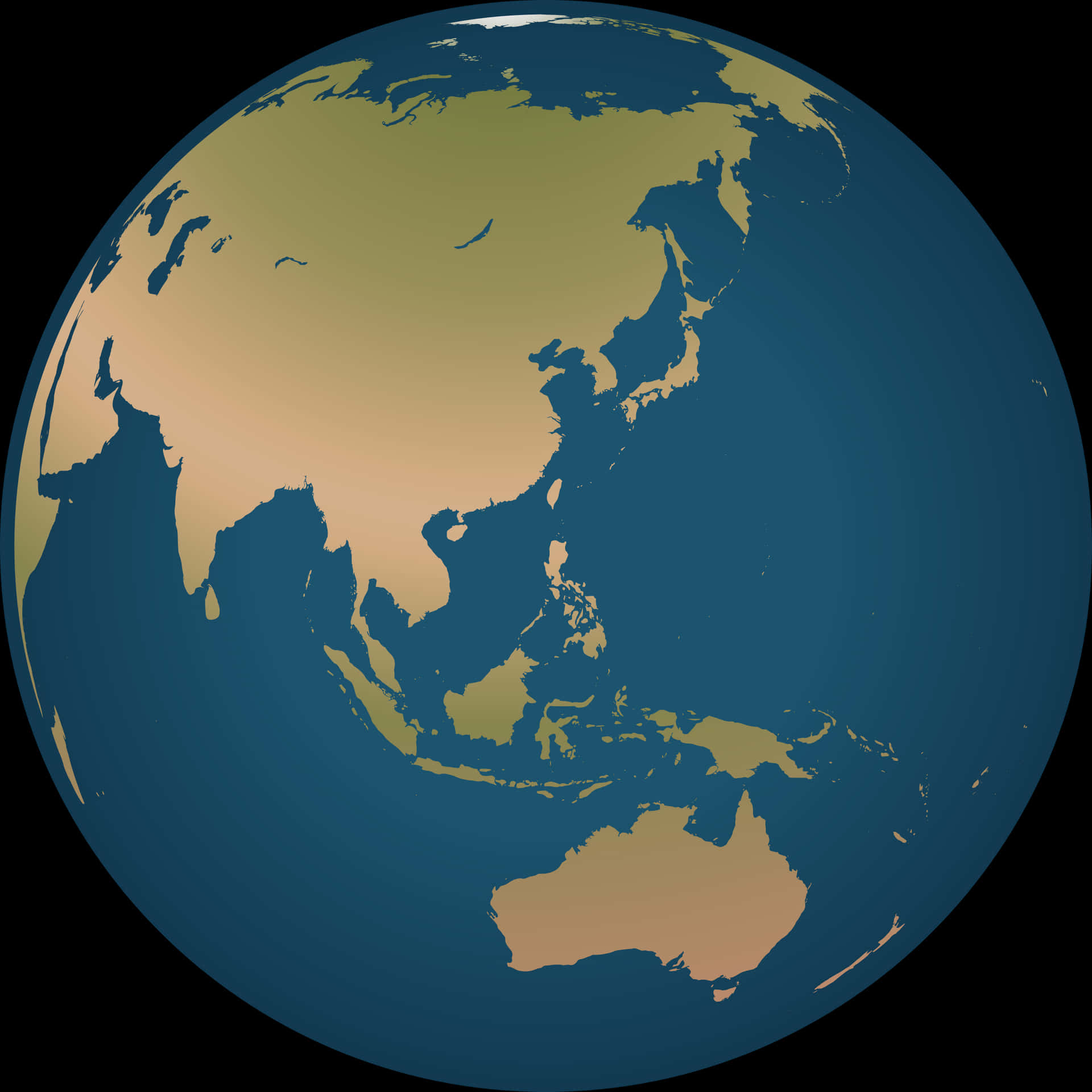 Pacific Centered Earth Map PNG image