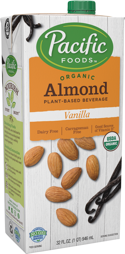 Pacific Foods Organic Almond Milk Vanilla PNG image