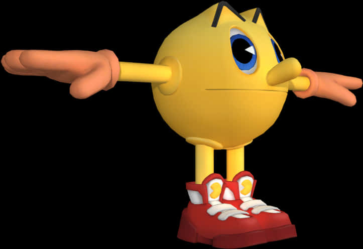 Pacman_3 D_ Character_ Pose PNG image