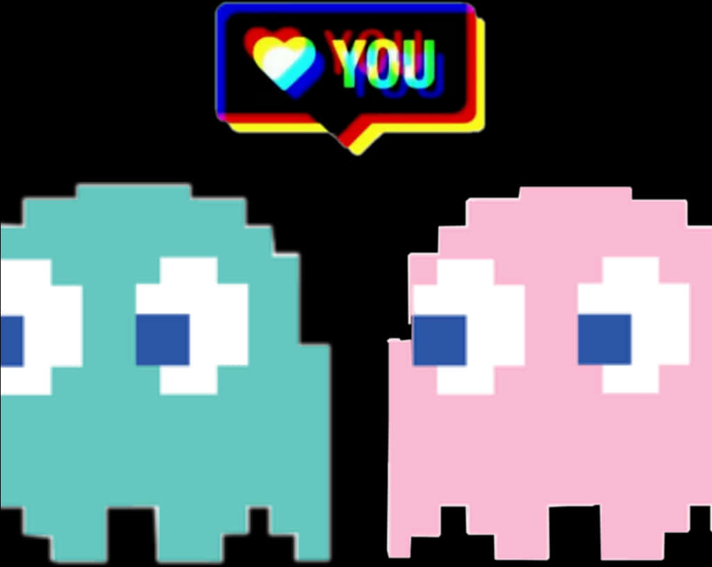 Pacman Ghosts Love You Graphic PNG image