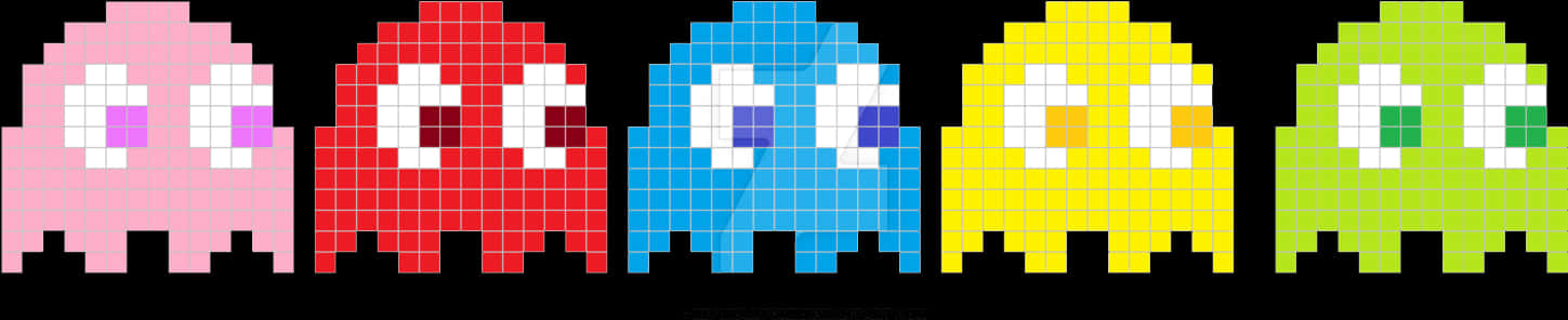 Pacman Ghosts Pixel Art PNG image