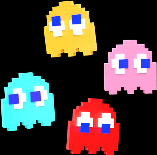 Pacmanand Ghosts Vector Art PNG image