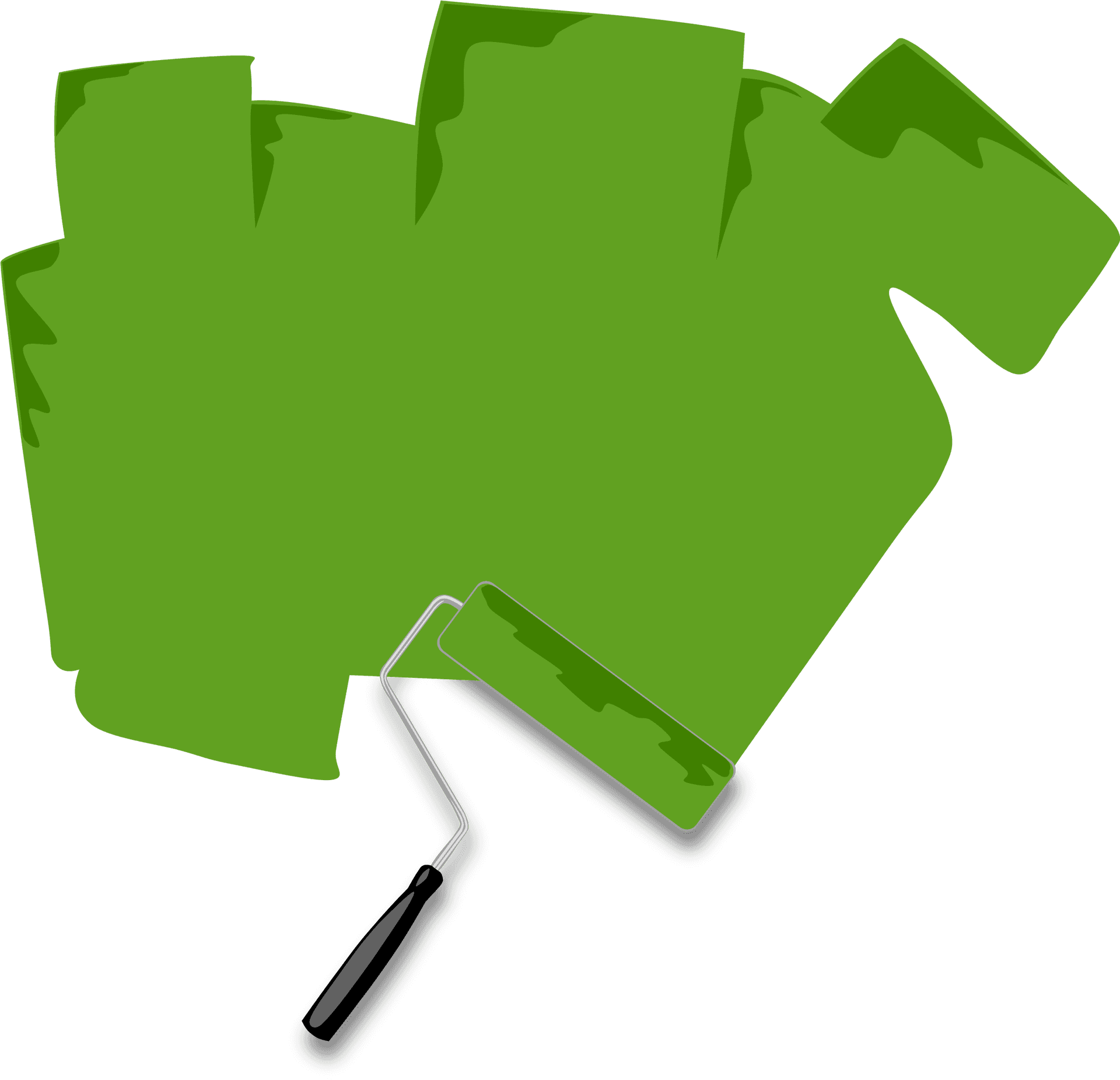 Paint Rollerand Green Paint Graphic PNG image