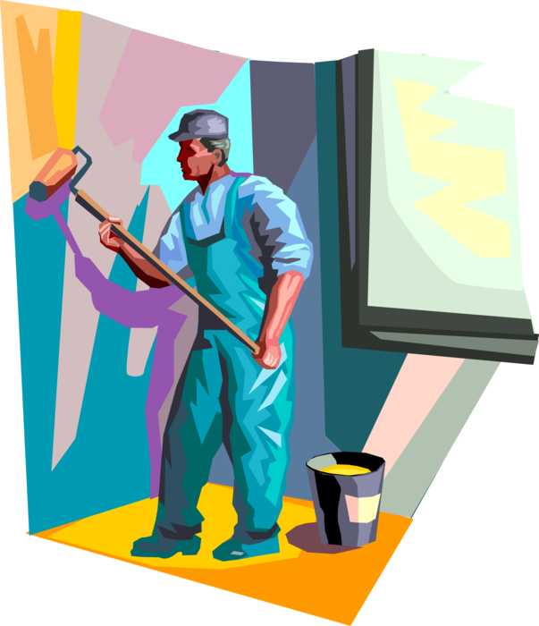 Painter At Work Vector Illustration PNG image