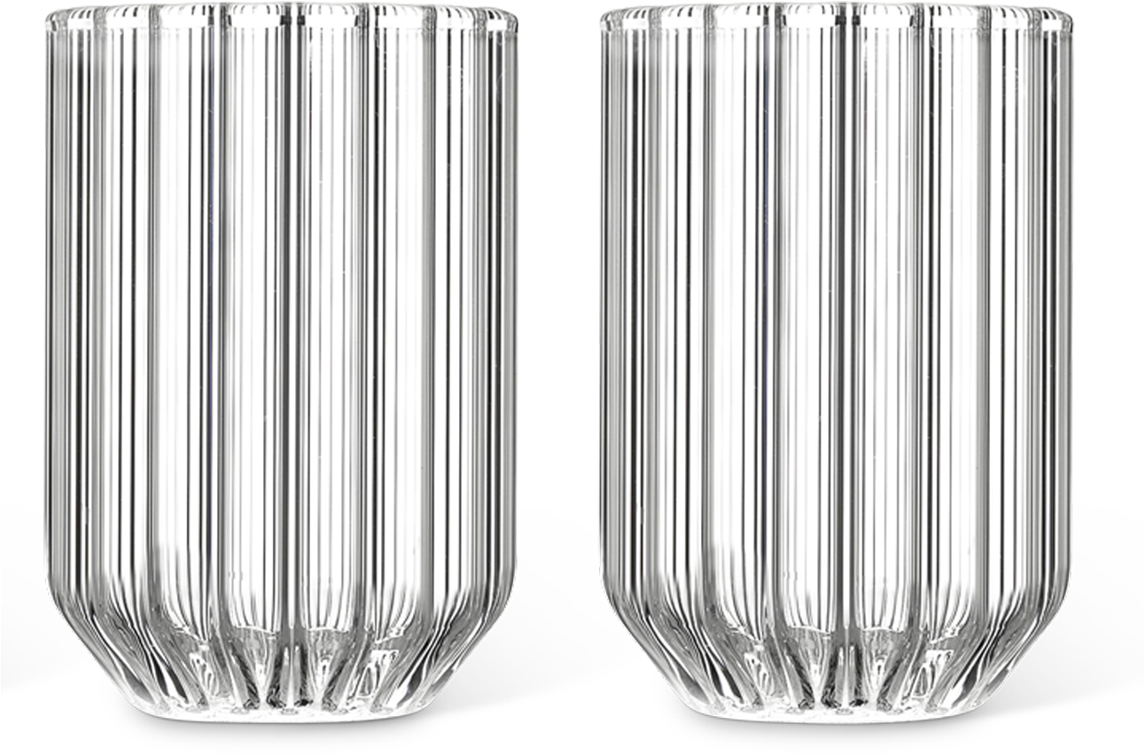 Pairof Clear Ribbed Glass Tumblers PNG image