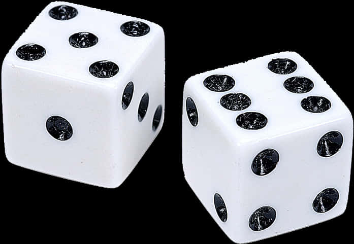 Pairof White Dicewith Black Dots PNG image
