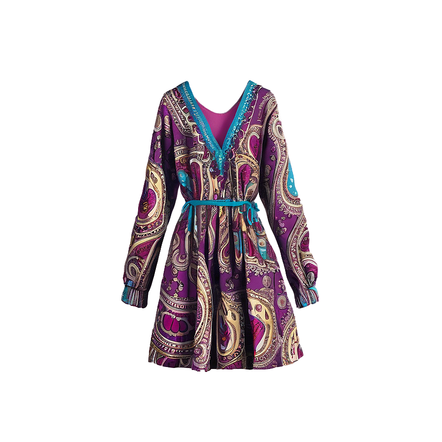 Paisley Print Dress Png 05232024 PNG image