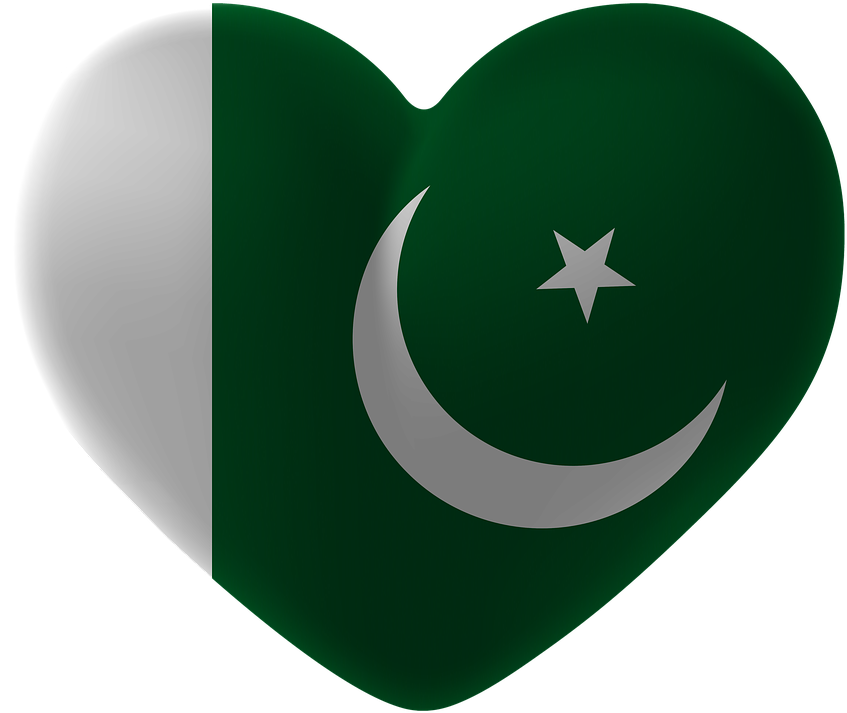 Pakistan Flag Heart Shaped Graphic PNG image