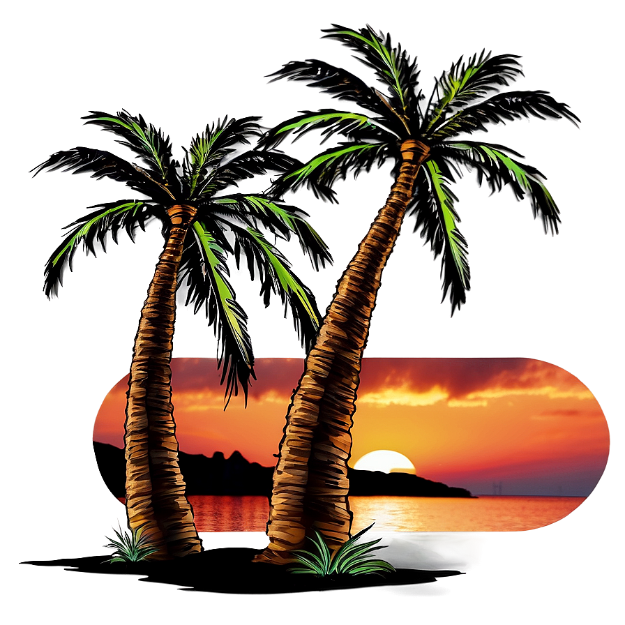 Palm Trees On Beach Sunset Png Fvy PNG image