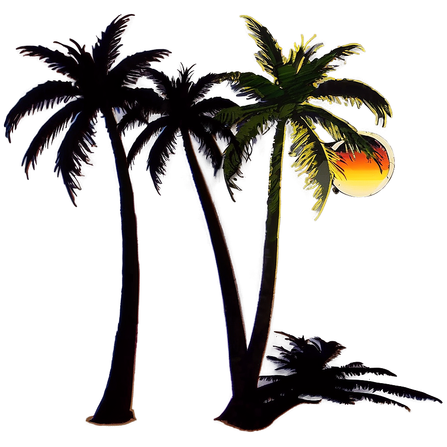 Palm Trees Silhouette At Sunset Png 05042024 PNG image