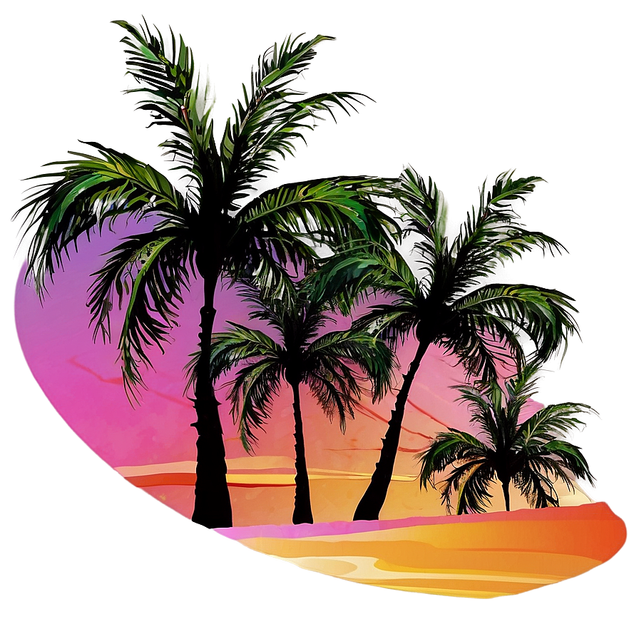 Palm Trees Sunset Beach Png 38 PNG image