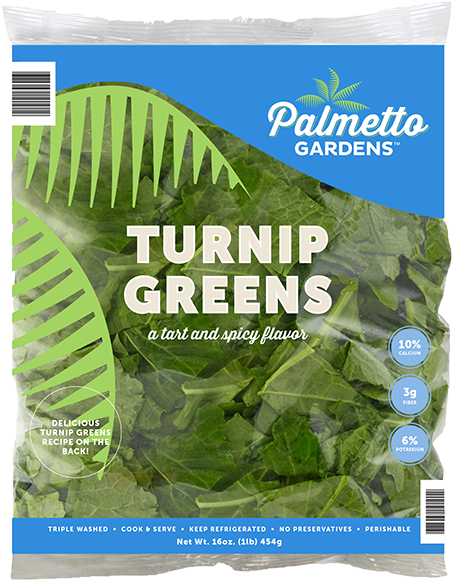 Palmetto Gardens Turnip Greens Packaging PNG image