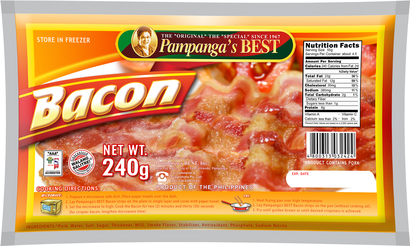 Pampangas Best Bacon Package240g PNG image