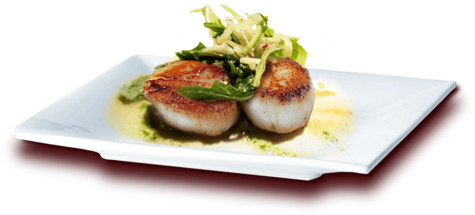 Pan Seared Scallopswith Salad PNG image