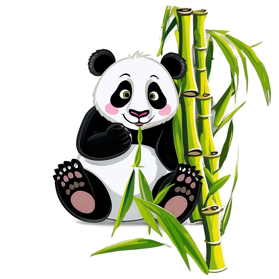 Panda Eating Bamboo Cartoon Png 05062024 PNG image