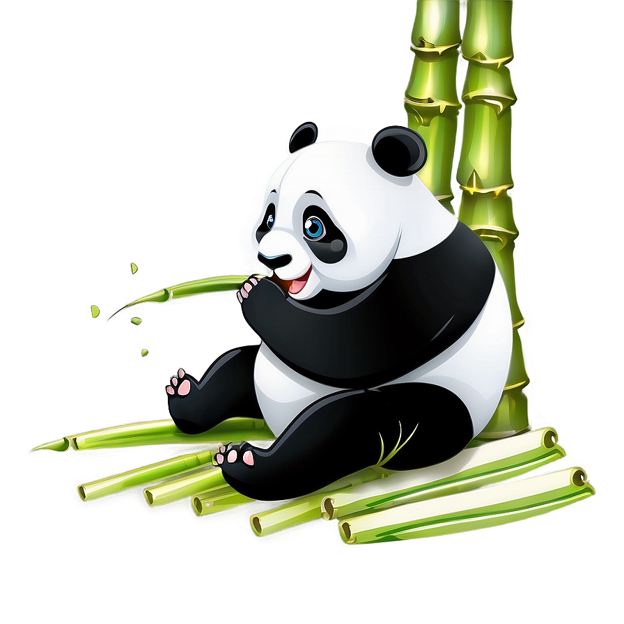 Panda Eating Bamboo Cartoon Png Prv PNG image
