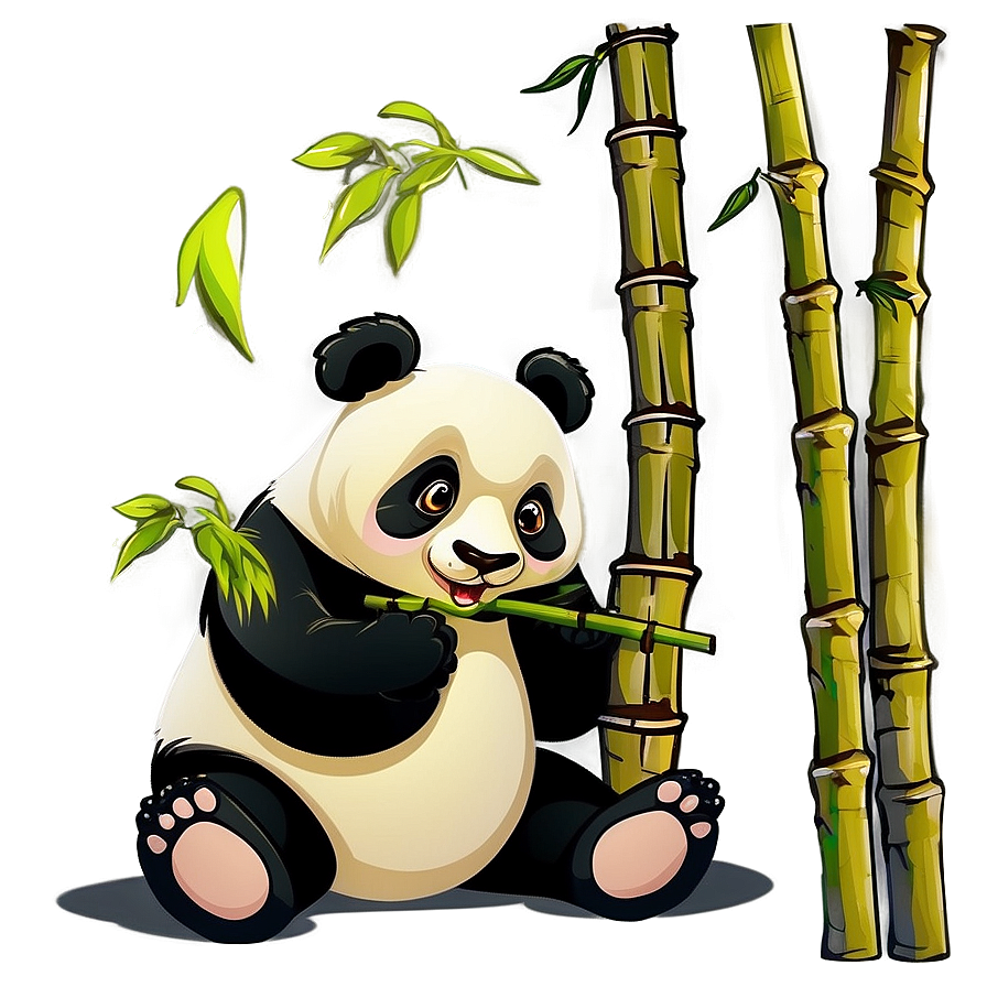Panda Eating Bamboo Cartoon Png Vhr PNG image