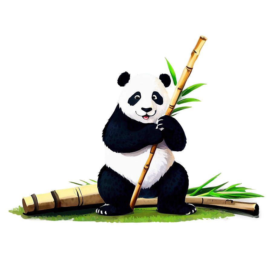 Panda Holding Bamboo Stick Png 6 PNG image