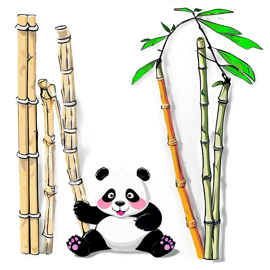Panda Holding Bamboo Stick Png Ffg PNG image