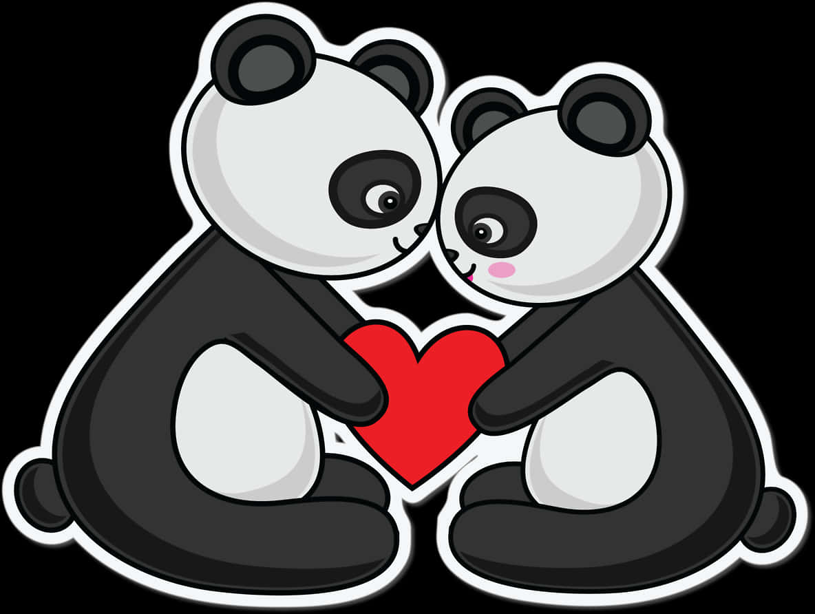 Panda Love Heart Illustration PNG image