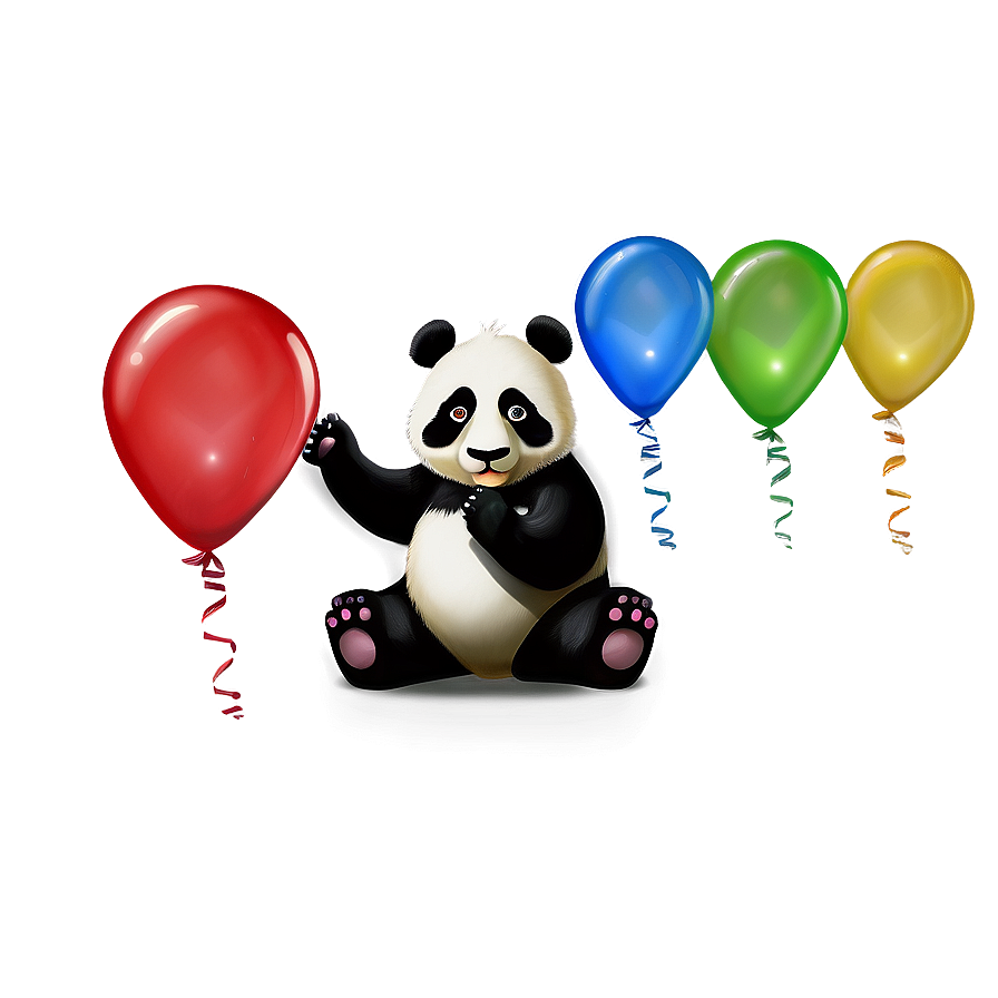 Panda With Balloons Png Kht PNG image