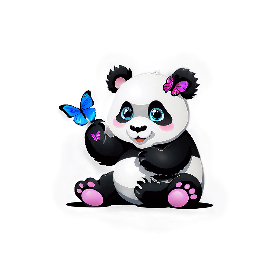 Panda With Butterfly Png 82 PNG image