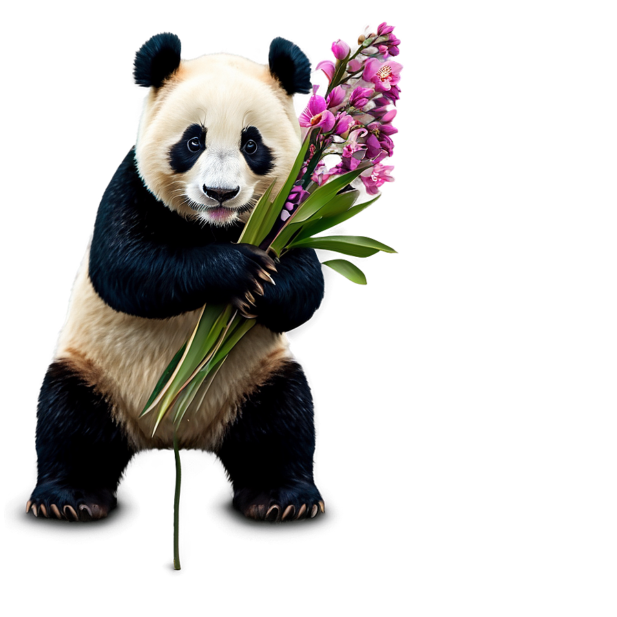 Panda With Flowers Png 05062024 PNG image