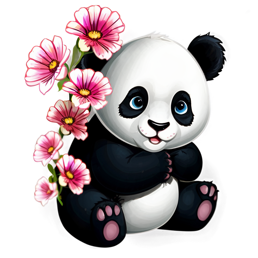 Panda With Flowers Png 05062024 PNG image