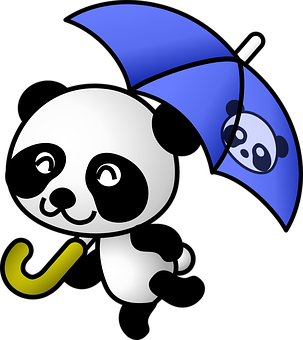 Panda With Umbrella Graphic PNG image